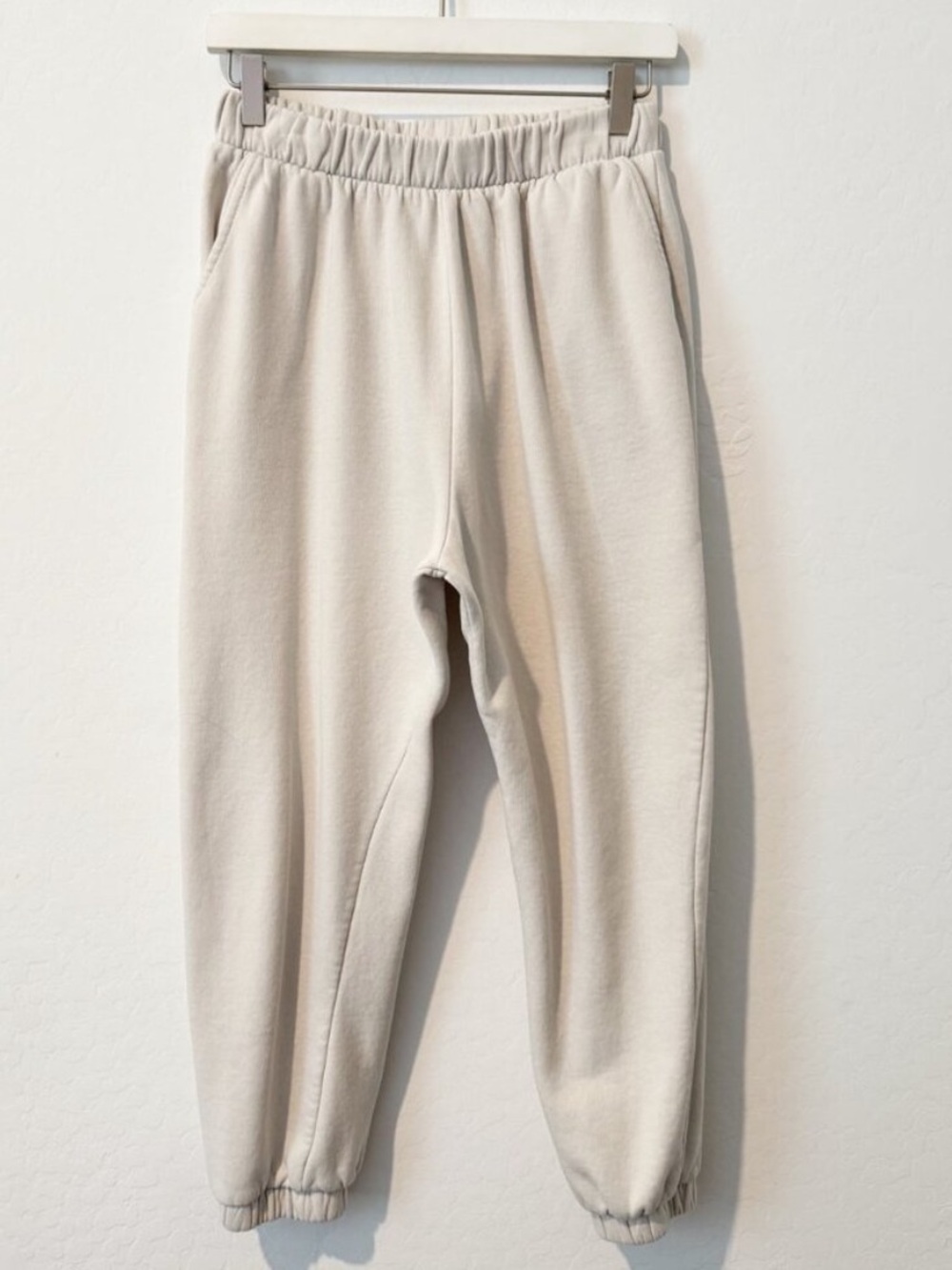 Zara High Rise Pull On Jogger Sweatpants Cream Casual Loungewear Boho Size Large